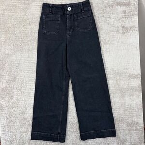 Pilcro High Rise Wide Leg Patch Pocket Jeans Washed Black Size 26 Anthro